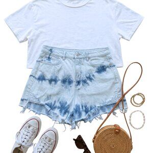 American Eagle High Waist Cut Off Acid Wash Tie Dye Size 8 Shorts